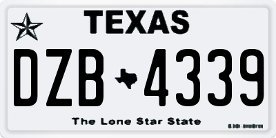 TX license plate DZB4339