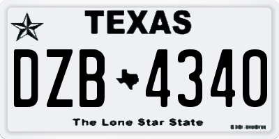 TX license plate DZB4340