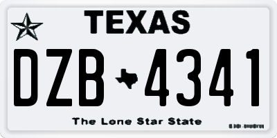 TX license plate DZB4341