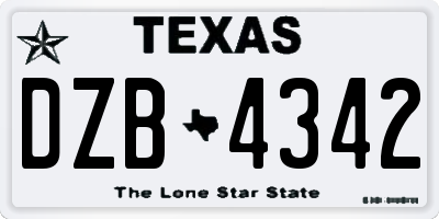 TX license plate DZB4342