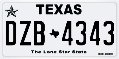TX license plate DZB4343