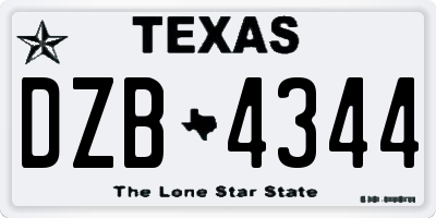 TX license plate DZB4344