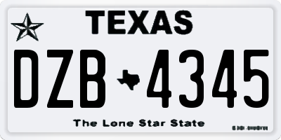 TX license plate DZB4345