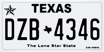 TX license plate DZB4346