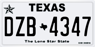 TX license plate DZB4347