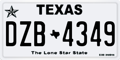 TX license plate DZB4349