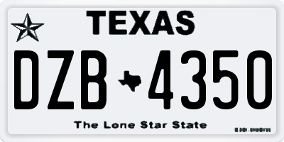 TX license plate DZB4350
