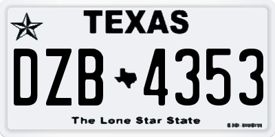 TX license plate DZB4353