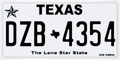 TX license plate DZB4354