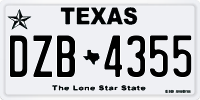 TX license plate DZB4355