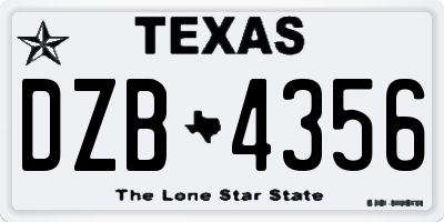 TX license plate DZB4356