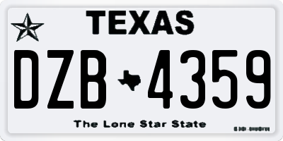 TX license plate DZB4359
