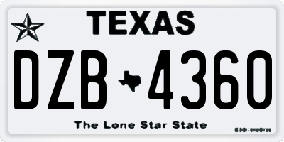 TX license plate DZB4360