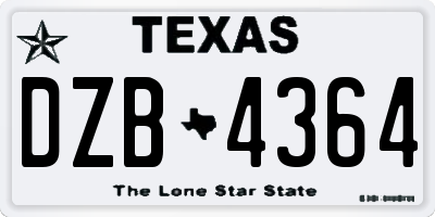 TX license plate DZB4364