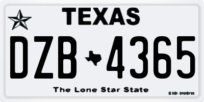 TX license plate DZB4365