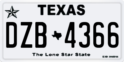 TX license plate DZB4366