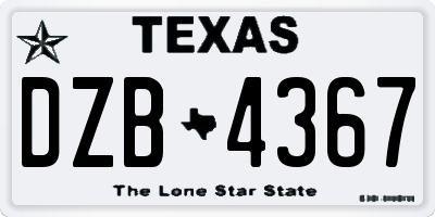 TX license plate DZB4367