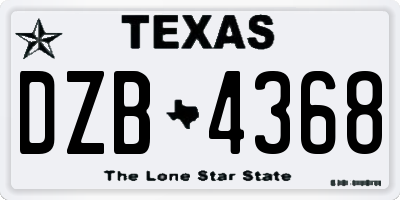 TX license plate DZB4368