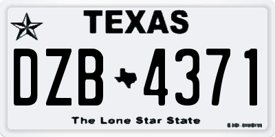TX license plate DZB4371
