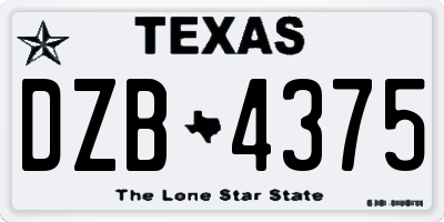 TX license plate DZB4375