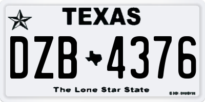TX license plate DZB4376