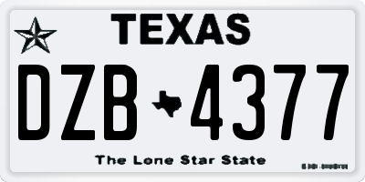 TX license plate DZB4377