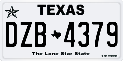 TX license plate DZB4379