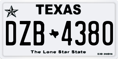 TX license plate DZB4380