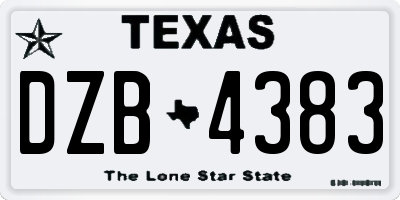 TX license plate DZB4383