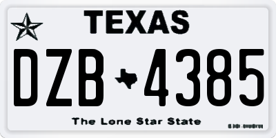 TX license plate DZB4385