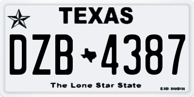 TX license plate DZB4387