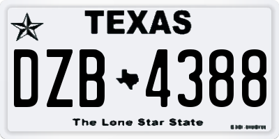TX license plate DZB4388