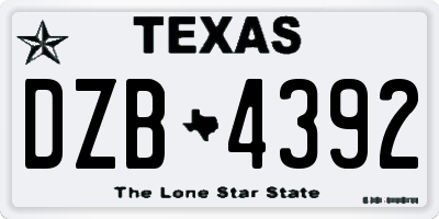 TX license plate DZB4392