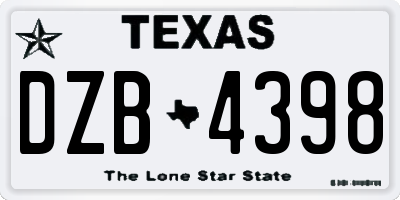 TX license plate DZB4398