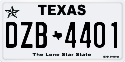 TX license plate DZB4401