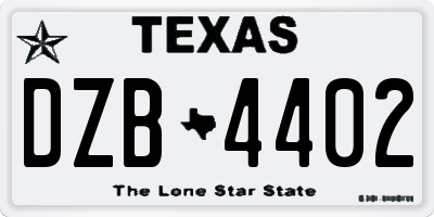 TX license plate DZB4402