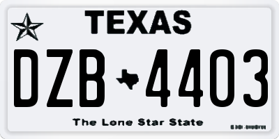 TX license plate DZB4403
