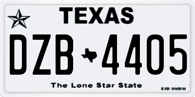 TX license plate DZB4405
