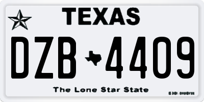 TX license plate DZB4409