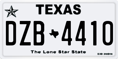 TX license plate DZB4410