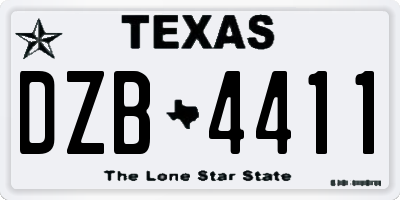 TX license plate DZB4411