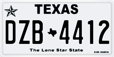 TX license plate DZB4412