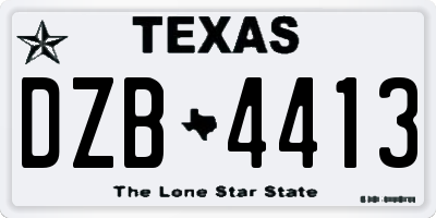 TX license plate DZB4413