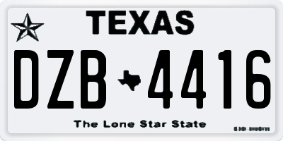 TX license plate DZB4416