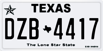 TX license plate DZB4417