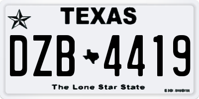 TX license plate DZB4419