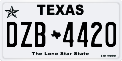TX license plate DZB4420
