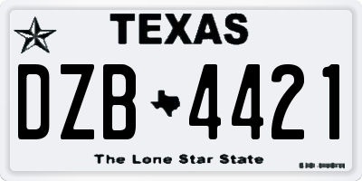 TX license plate DZB4421