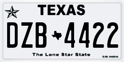 TX license plate DZB4422