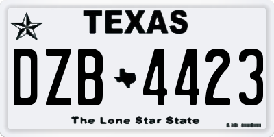 TX license plate DZB4423